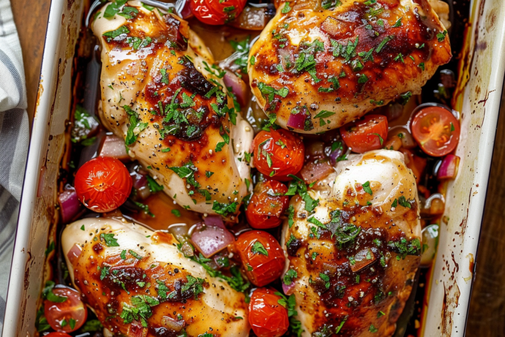 Balsamic Chicken Bake with Fresh Tomatoes - MiaRecipes